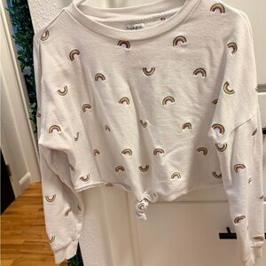 love, Fire White Rainbow Print Sweatshirt